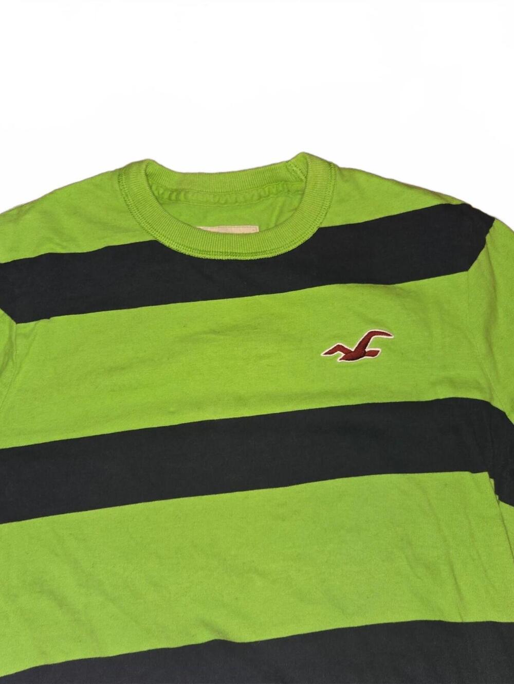 Vintage Hollister Men's Long Sleeve Shirt Size Medium Striped Green Blue y2k